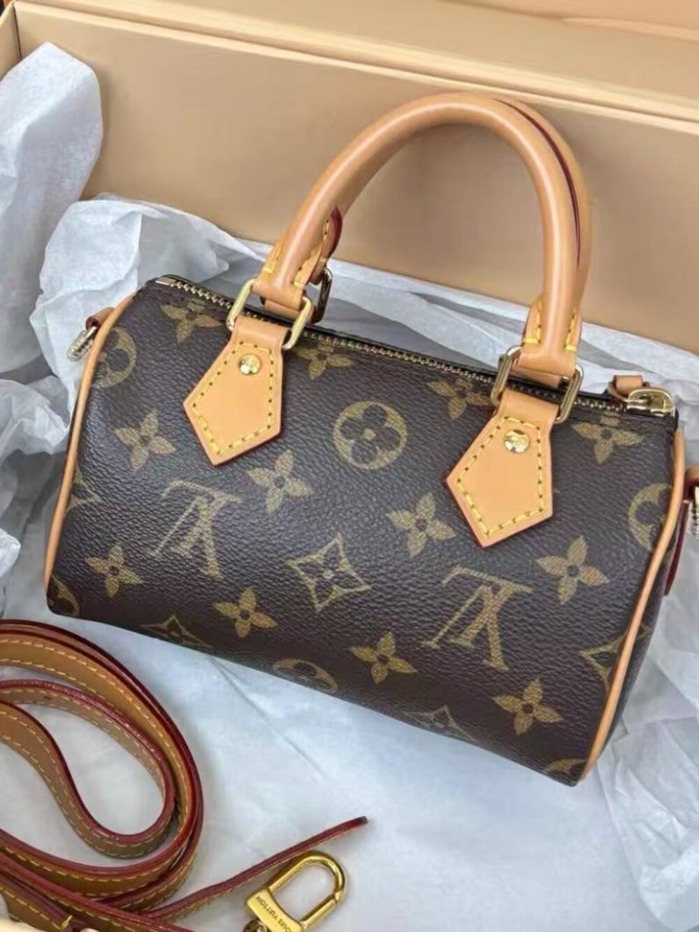 Louis Vuitton Nano Speedy Mini Top Handle Bag With Detachable Strap